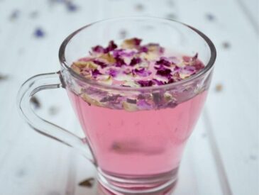 pink herbal tea for hair rinse