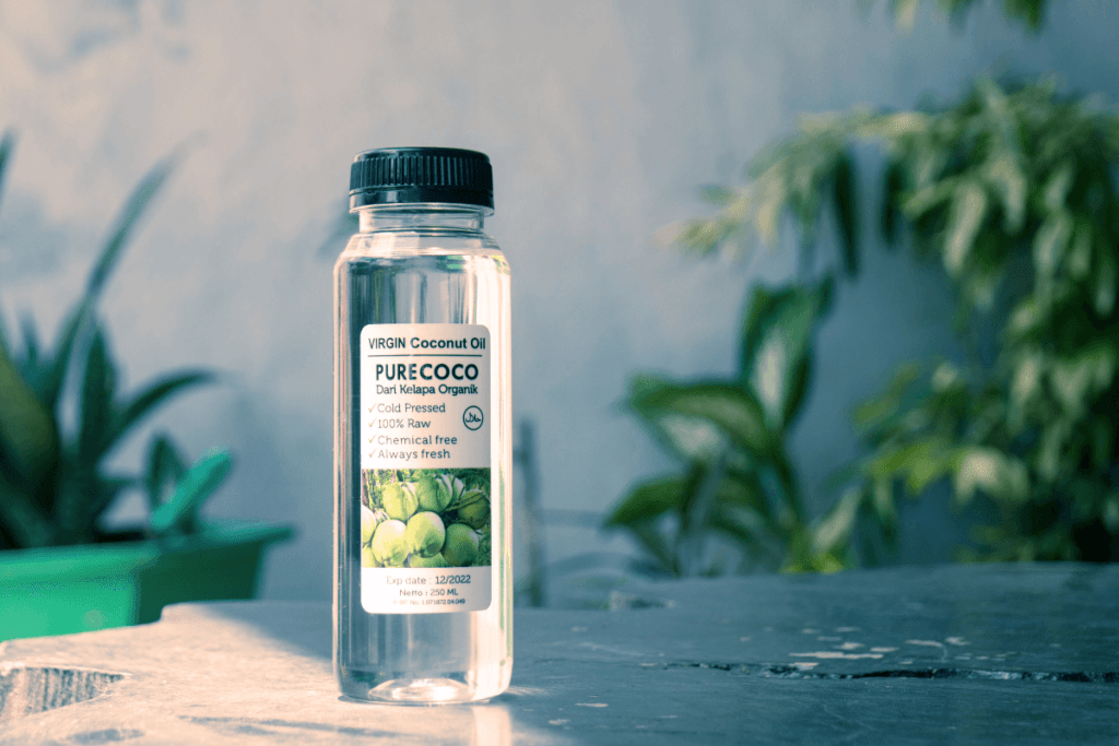 bottle of fractionated coconut oil