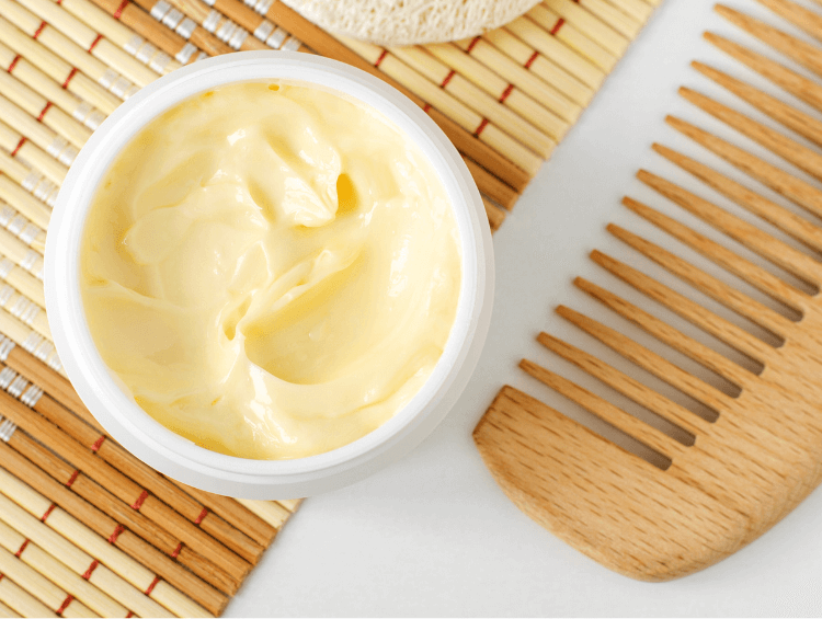 mayonnaise hair mask and wooden comb