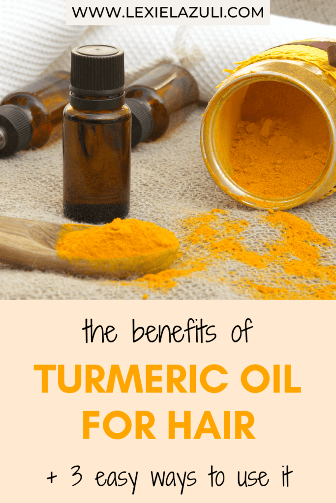 the benefits of turmeric oil for hair pinterest pin graphic