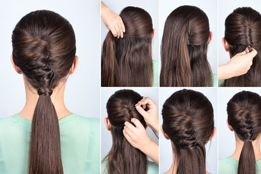 twisted ponytail vacation hairstyle for long hair