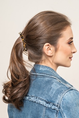 low ponytail with barrette