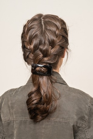 two french braids with a hairclip