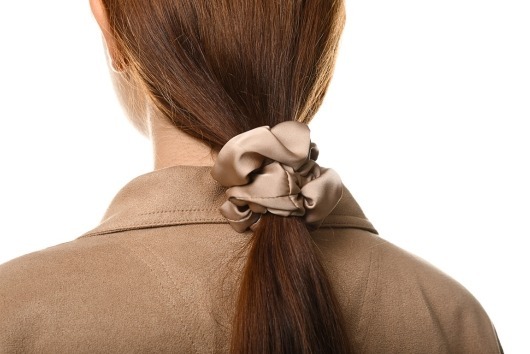 low ponytail with silk scrunchie