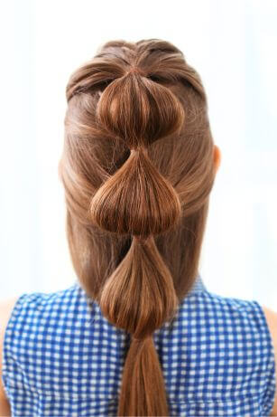 brown hair with bubble braid hairstyle