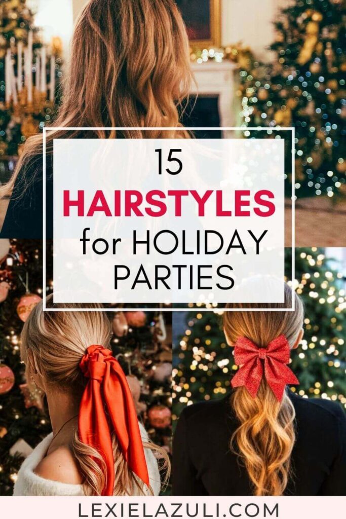 christmas hairstyles with red bows and scarves